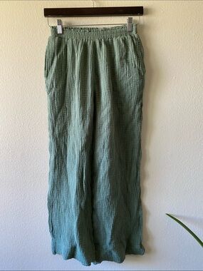 Shade & Shore Sage Green Cotton Gauze Pants